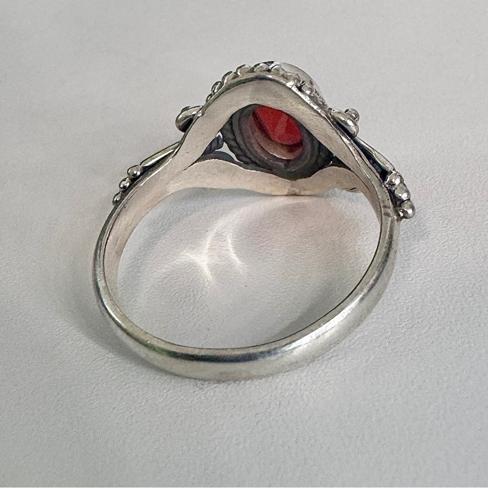 Natural Carnelian Sterling Silver Ring (6) - Picture 4 of 5